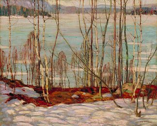 冰冻湖，早春，阿冈昆公园 Frozen Lake, Early Spring, Algonquin Park (1914)，A·Y·杰克逊