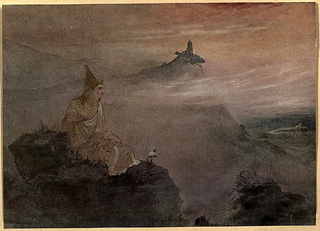 阿索卡,他成名的白色灰泥使宇宙一尘不染 Asoka, who by the white stucco of his fame made spotless the universe,阿巴宁德拉纳特·泰戈尔