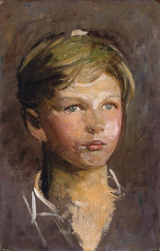 一个小男孩的油画素描 Oil Sketch of a Young Boy，雅培·亨德森·塞耶