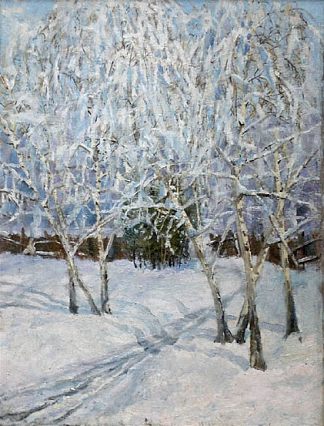 冬季景观：基辅郊区 Winter Landscape: Outskirts of Kyiv (1908)，亚伯拉罕·曼尼维奇