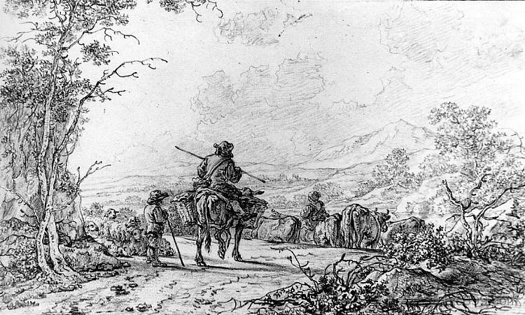 牧民在风景 Herdsmen in landscape，亚伯拉罕范斯特里