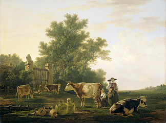 挤奶时间 Milking Time (c.1810)，亚伯拉罕范斯特里