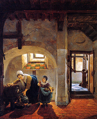 地下室的妇女和儿童 Woman and child in basement，亚伯拉罕范斯特里