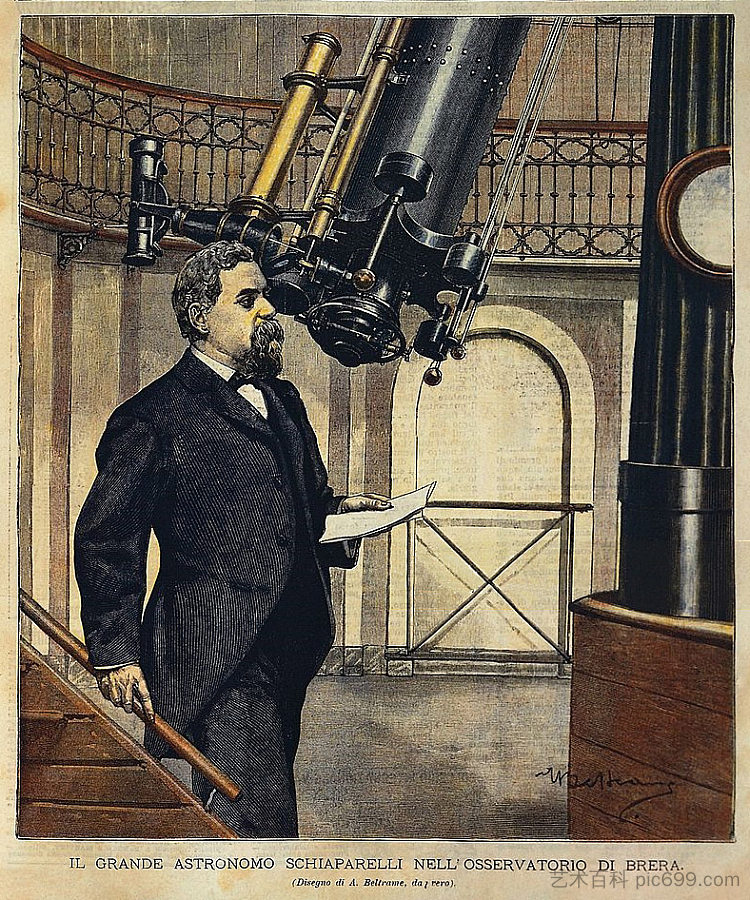 意大利天文学家乔瓦尼·夏帕雷利 Italian Astronomer Giovanni Schiaparelli (1900)，阿奇尔·贝尔特拉姆