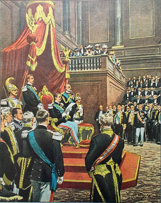 维托里奥·埃马努埃莱三世为第十三届立法机关揭幕 Vittorio Emanuele III Inaugurates The XIII Legislature (1909)，阿奇尔·贝尔特拉姆