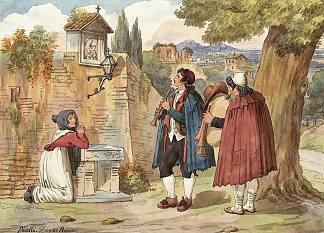 罗马的风笛手 The pipers in Rome (1831)，阿奇尔·皮内利