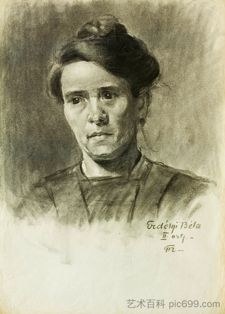 女性肖像 Female Portrait (1912)，阿达尔伯特米哈伊洛维奇埃尔代利