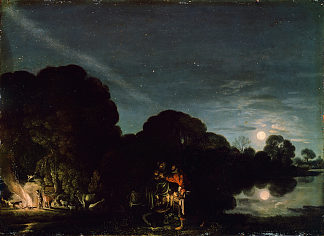 其余的在飞往埃及的航班上 The Rest on the Flight into Egypt (1609)，亚当·埃尔斯海默