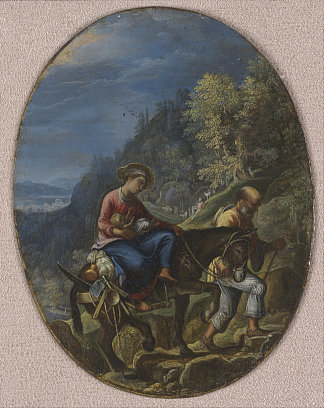 飞往埃及 The Flight into Egypt (c.1605)，亚当·埃尔斯海默