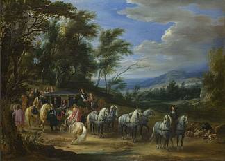 菲利普·弗朗索瓦·达伦贝格会见部队 Philippe François D’arenberg Meeting Troops (1662)，亚当范德穆伦