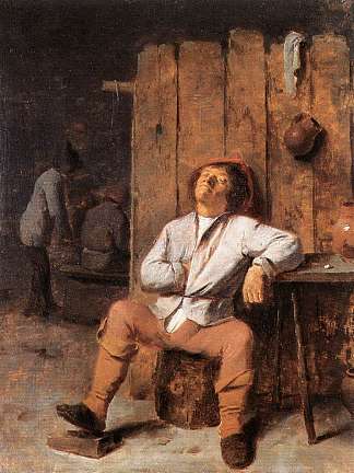 睡着的野蛮人 A Boor Asleep (c.1630 – c.1638)，阿德里安·布鲁维尔