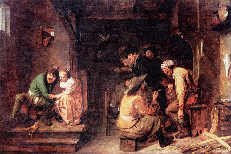 酒馆场景 Tavern Scene (c.1635)，阿德里安·布鲁维尔