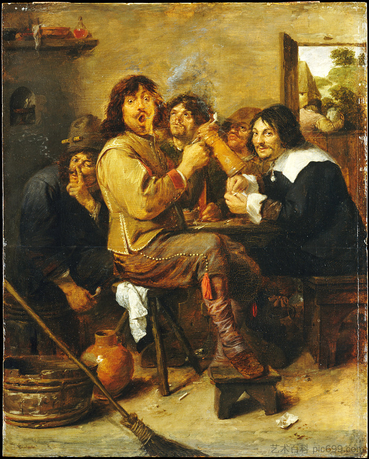 吸烟者 The Smokers (c.1636)，阿德里安·布鲁维尔