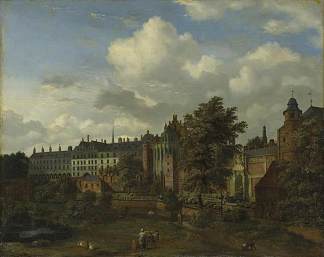 布鲁塞尔勃艮第公爵古城堡的景色 View of the ancient castle of the Dukes of Burgundy in Brussels (1670 – 1672)，阿德里安·凡·德·维尔德