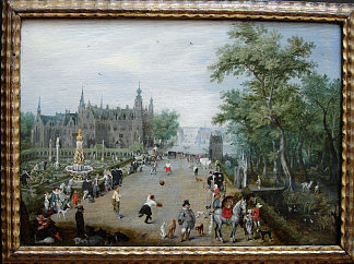 以乡村宫殿为背景的手球比赛 A Game of Handball with Country Palace in Background (1614)，阿德里安范德韦恩