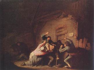 一场战斗 A Fight (c.1635)，阿德里安·范·奥斯塔德