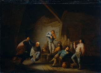 室内跳舞的情侣和快乐的公司 Dancing Couple and Merry Company in an Interior (1640)，阿德里安·范·奥斯塔德