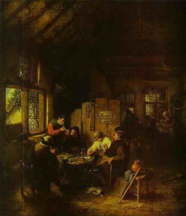 在乡村旅馆 In the Village Inn (1660)，阿德里安·范·奥斯塔德