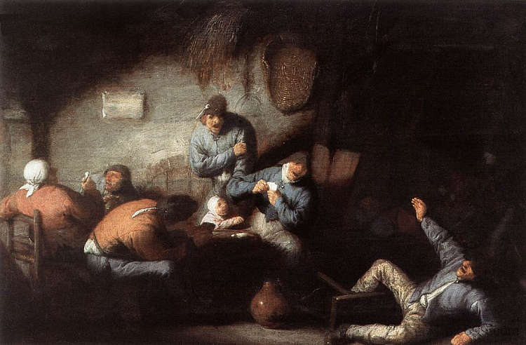 在场景中 Inn Scene (c.1635)，阿德里安·范·奥斯塔德