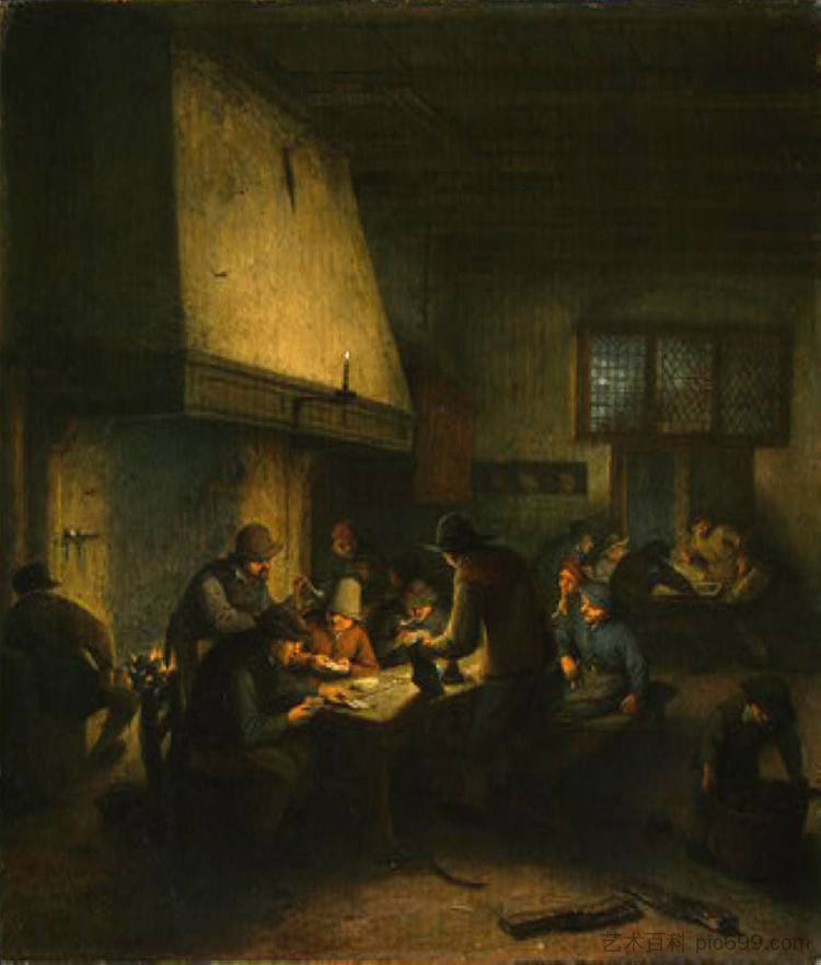 酒馆场景 Tavern Scene (c.1660 - c.1665)，阿德里安·范·奥斯塔德