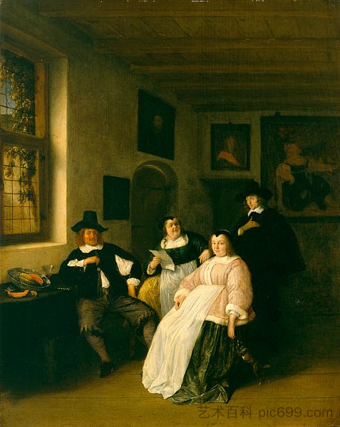 德·戈耶家族和画家 The De Goyer Family and the Painter (1650 - 1655)，阿德里安·范·奥斯塔德