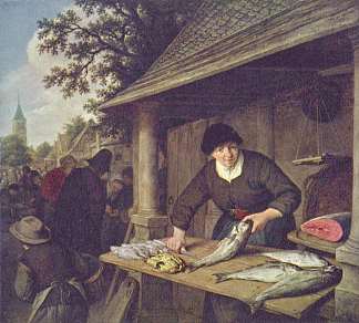 鱼妻 The Fishwife (1672)，阿德里安·范·奥斯塔德