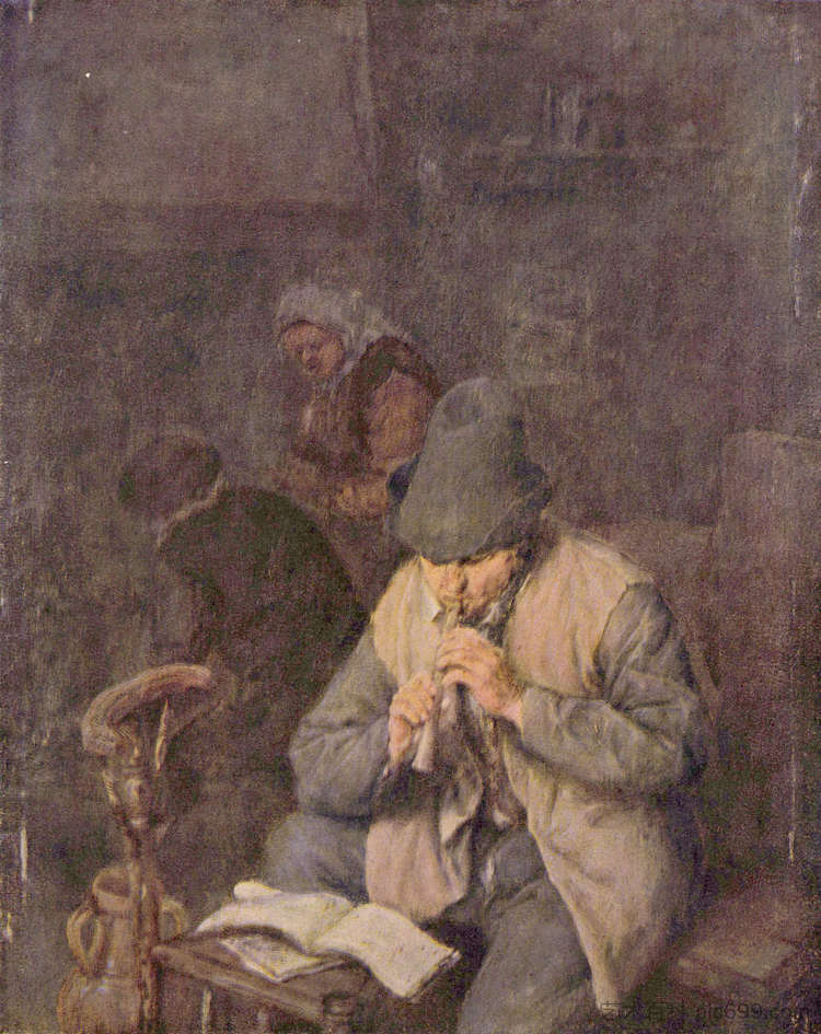 长笛演奏者 The Flute Player (c.1660)，阿德里安·范·奥斯塔德