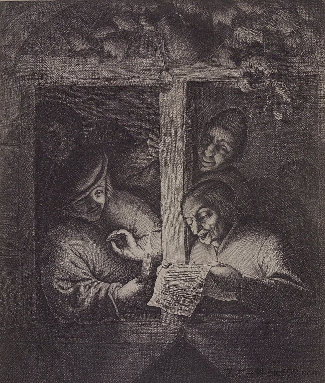 窗边的歌手 The Singers at the Window (c.1667)，阿德里安·范·奥斯塔德