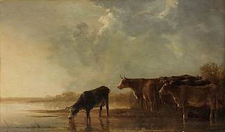 河流景观与奶牛 River Landscape With Cows，阿尔伯特·库普