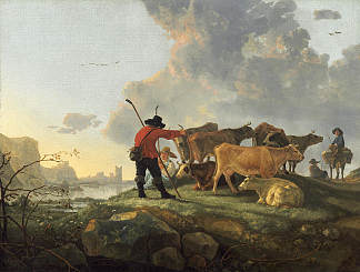 牧民放牛 Herdsmen Tending Cattle，阿尔伯特·库普