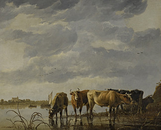 在河口给牛浇水 Cattle Watering by an Estuary，阿尔伯特·库普