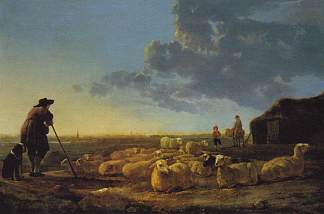 牧场上的羊群 Flock of Sheep at Pasture (1655)，阿尔伯特·库普