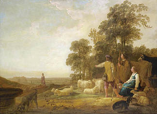井附近的牧羊人和牧羊女的景观 Landscape with Shepherds and Shepherdesses near a Well，阿尔伯特·库普
