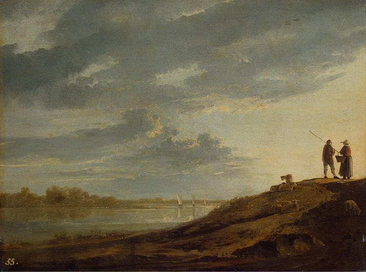 河上的日落 Sunset over the River (1655)，阿尔伯特·库普