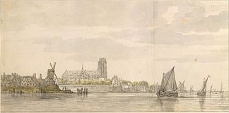 从马斯河看多德雷赫特的格鲁特教堂 View of the Groote Kerk in Dordrecht from the River Maas (c.1647 – c.1648)，阿尔伯特·库普