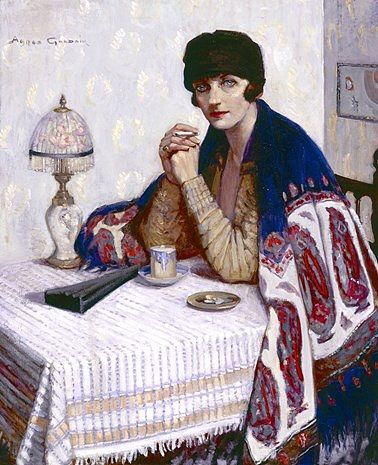 抽烟的女孩 Girl with Cigarette (c.1925)，艾格尼丝·古德西尔