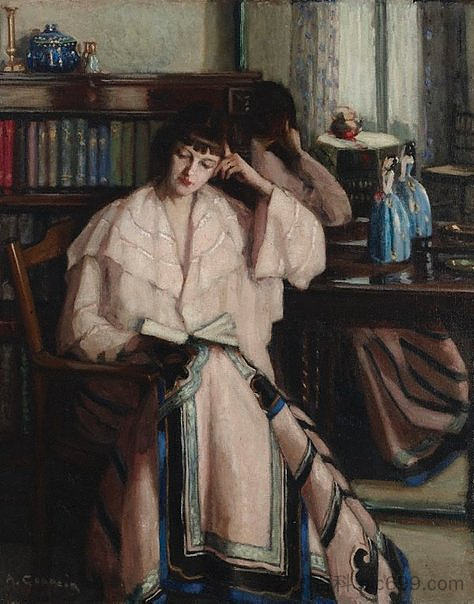 女人阅读 Woman Reading (1910)，艾格尼丝·古德西尔