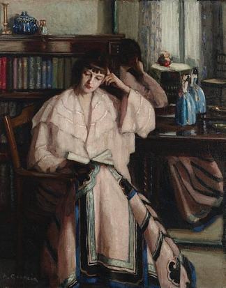 女人阅读 Woman Reading (1910)，艾格尼丝·古德西尔