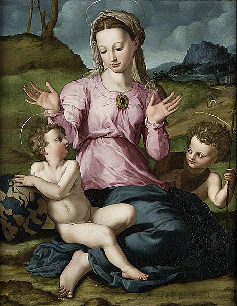 麦当娜和孩子与施洗者圣约翰 Madonna and Child with Saint John the Baptist,阿尼奥洛·布伦齐诺