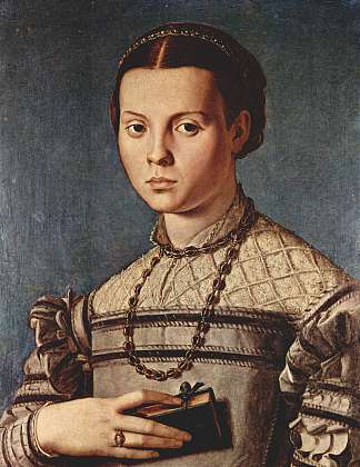 一个女孩的肖像与书 Portrait of a girl with book (1545)，阿尼奥洛·布伦齐诺
