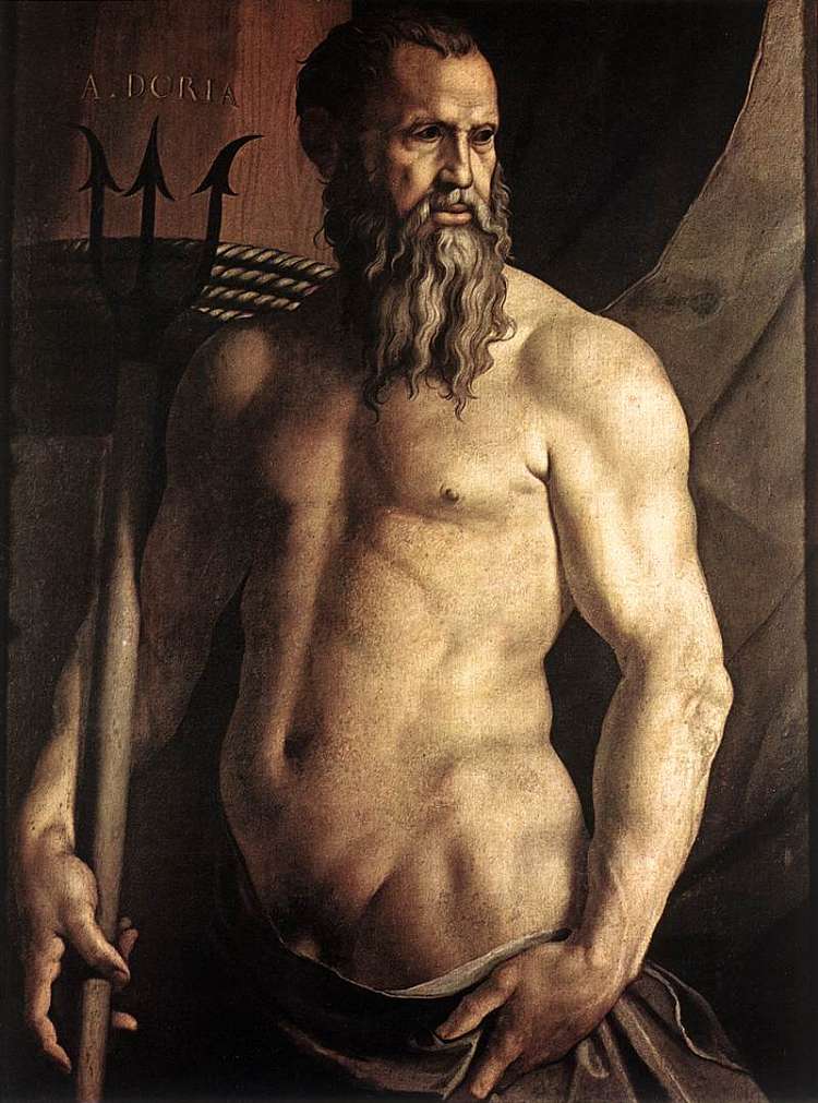 安德里亚·多里亚的肖像 饰 海王星 Portrait of Andrea Doria as Neptune (c.1552)，阿尼奥洛·布伦齐诺