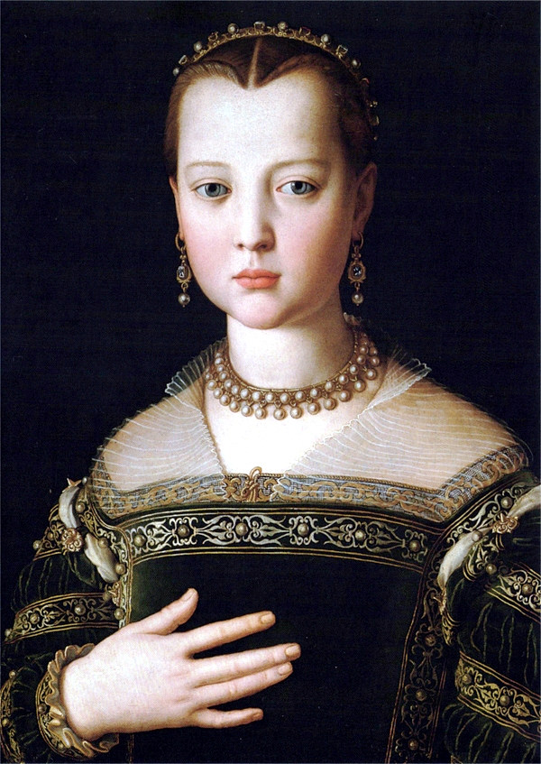 玛丽亚·德·美第奇的肖像 Portrait of Maria de' Medici (1553),阿尼奥洛·布伦齐诺