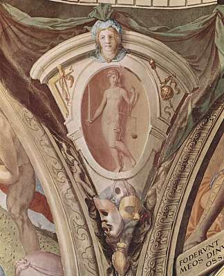 基本美德寓言的场景 Scenes of allegories of the cardinal virtues (c.1544)，阿尼奥洛·布伦齐诺