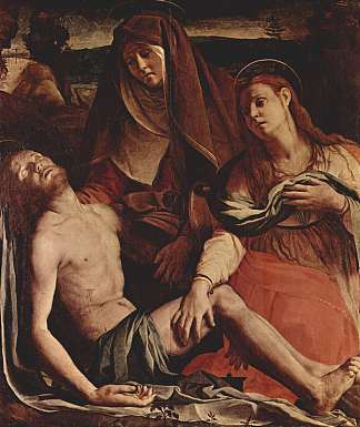 死去的基督与圣母和抹大拉的圣玛丽 The Dead Christ with the Virgin and St. Mary Magdalene (1530)，阿尼奥洛·布伦齐诺