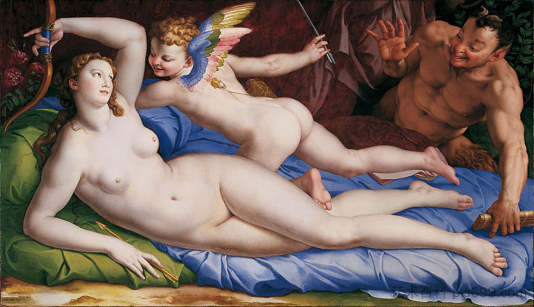 维纳斯、库皮多和色狼 Venus, Cupido and Satyr (1553 - 1554)，阿尼奥洛·布伦齐诺