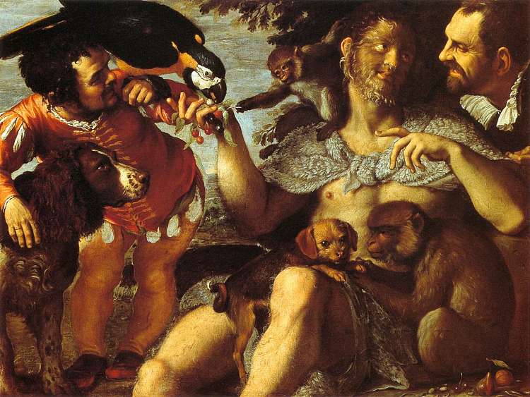 毛茸茸的哈利、疯狂的彼得和小阿蒙 Hairy Harry, Mad Peter and Tiny Amon (1598 - 1600)，阿戈斯蒂诺·卡拉奇
