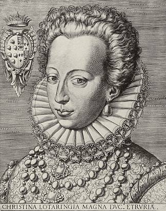 托斯卡纳大公夫人洛林的克里斯汀的肖像 Portrait of Christine of Lorraine, Grand Duchess of Tuscany (1589)，阿戈斯蒂诺·卡拉奇