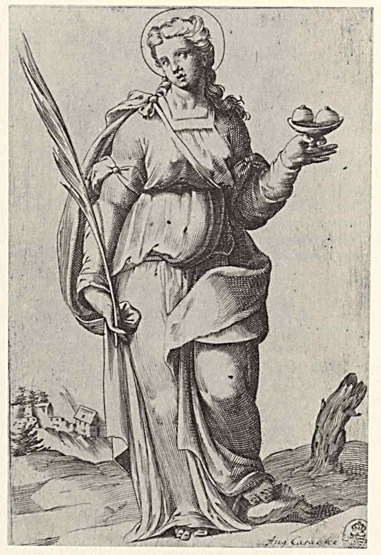 圣阿加莎，来自“圣女”一集 St. Agatha, from the episode "Holy Women" (1576 - 1578)，阿戈斯蒂诺·卡拉奇