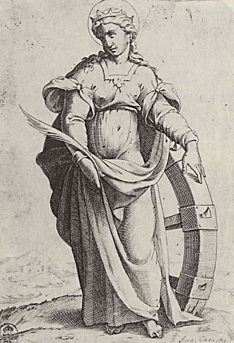 圣凯瑟琳，来自“圣女”一集 St. Catherine, from the episode "Holy Women" (1576 - 1578)，阿戈斯蒂诺·卡拉奇