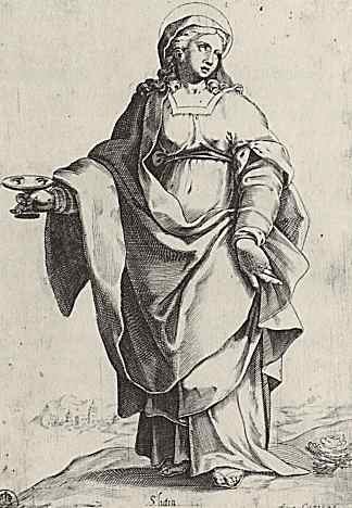 圣卢西亚，来自“圣女”一集 St. Lucia, from the episode “Holy Women” (1576 – 1578)，阿戈斯蒂诺·卡拉奇
